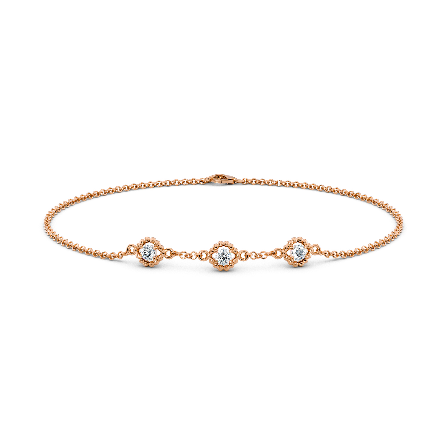 bracciale Arabesque in oro rosa 18k certificato Fairmined e diamanti lab grown