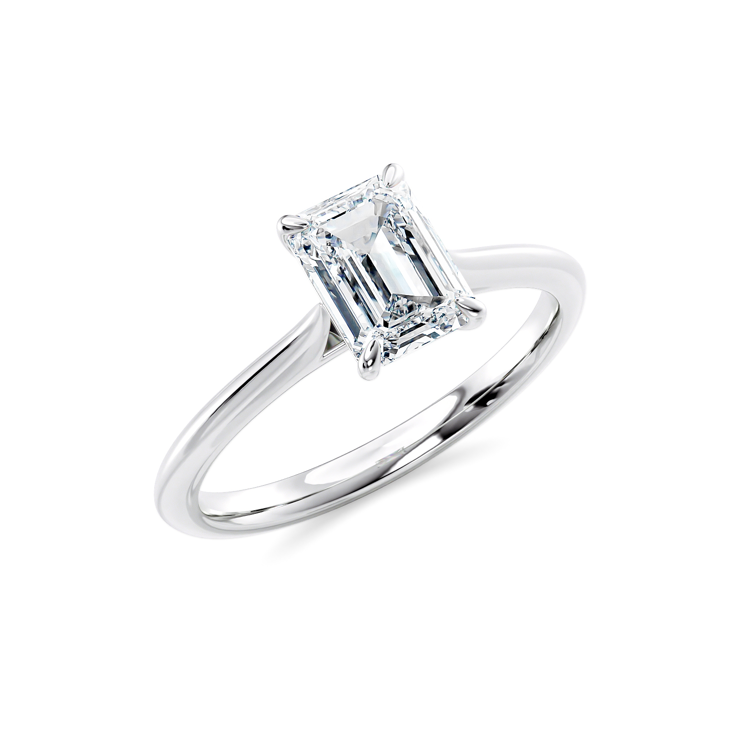Anello Marie taglio smeraldo diamante lab grown oro etico fairmined 18k - anello di fidanzamento - solitario etico Fàbera Jewelry oro bianco