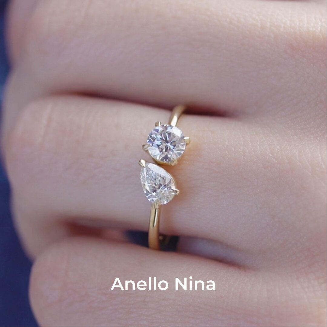 anello di fidanzamento Nina on oro 18k 750 - diamanti lab grown