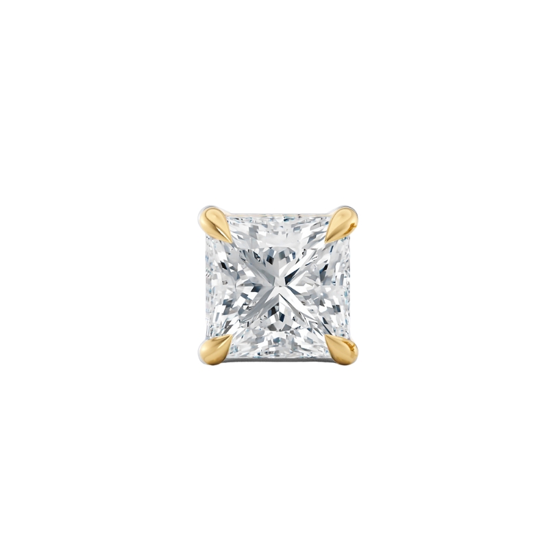 Orecchino Venere in oro giallo 18k carati etico 750 Fairmined e diamante lab grown taglio princess da laboratorio | Fàbera Jewelry