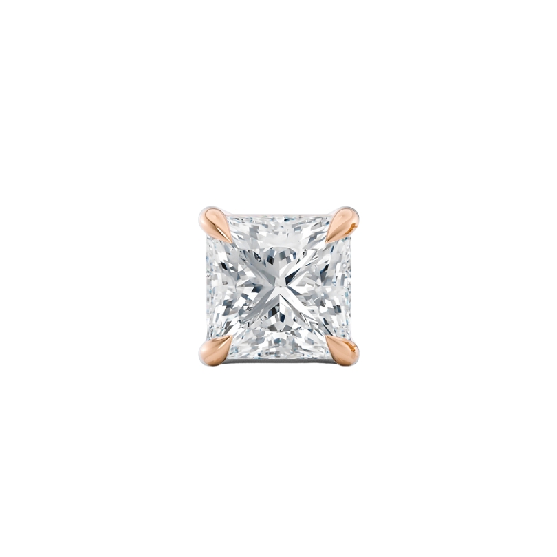 Orecchino Venere in oro rosa 18k carati etico 750 Fairmined e diamante lab grown taglio princess da laboratorio | Fàbera Jewelry