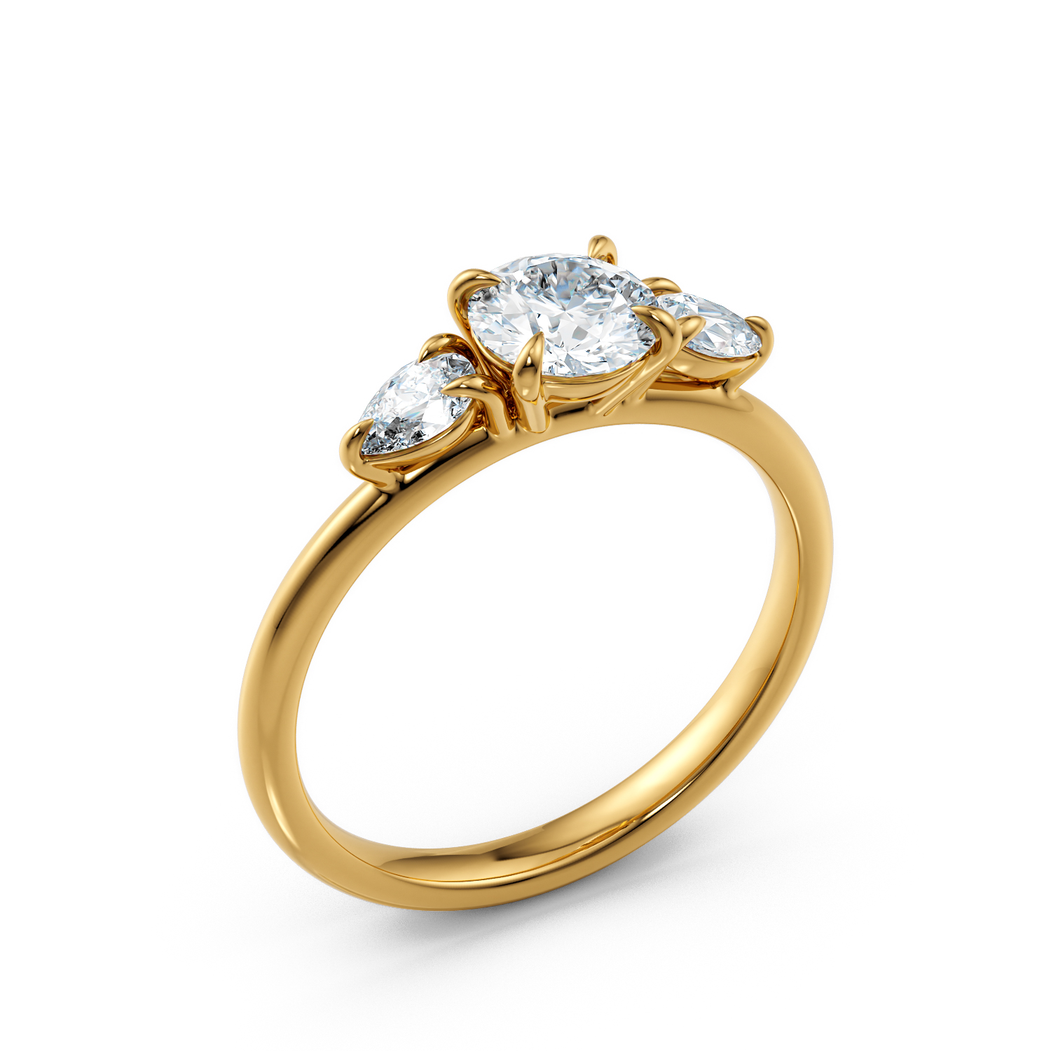 Anello di fidanzamento solitario obliquo Amelia oro giallo fairmined etico 18k 750 diamanti lab grown diamanti da laboratorio Fàbera Jewelry