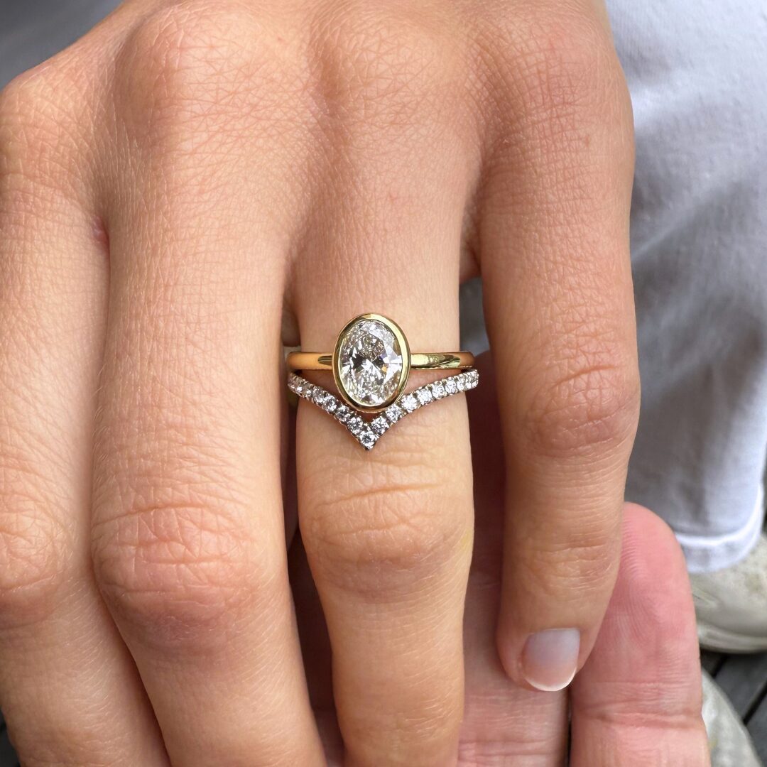 Fede Amelie in oro bianco fairmined etico 18k 750 diamanti lab grown diamanti da laboratorio Fàbera Jewelry