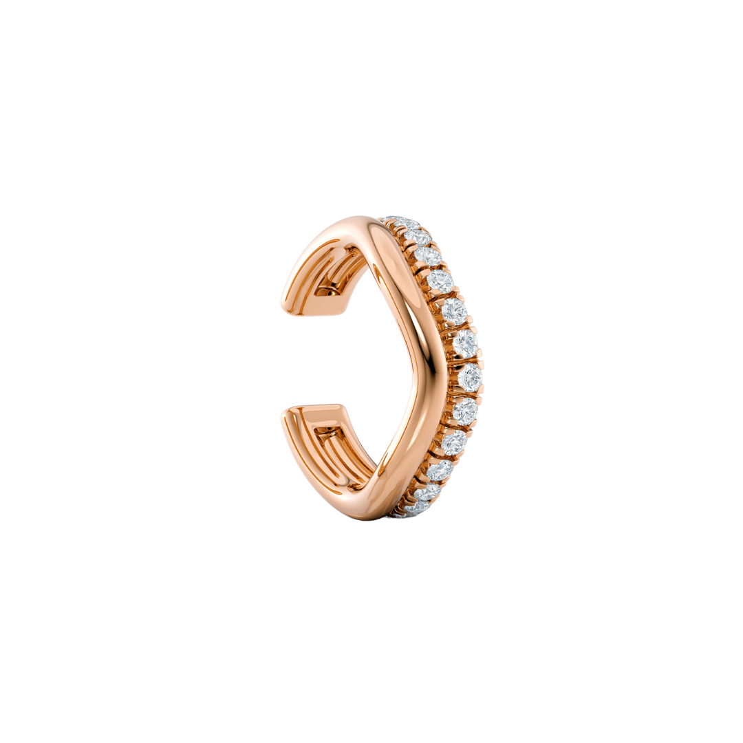 Iris Ear Cuff handcrafted in 18k Fairmined rose  gold and lab-grown diamonds | Fàbera jewelry