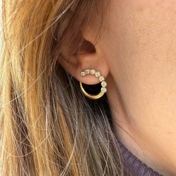 Orecchino Dafne in oro giallo fairmined etico 18k 750 diamanti lab grown diamanti da laboratorio Fàbera Jewelry