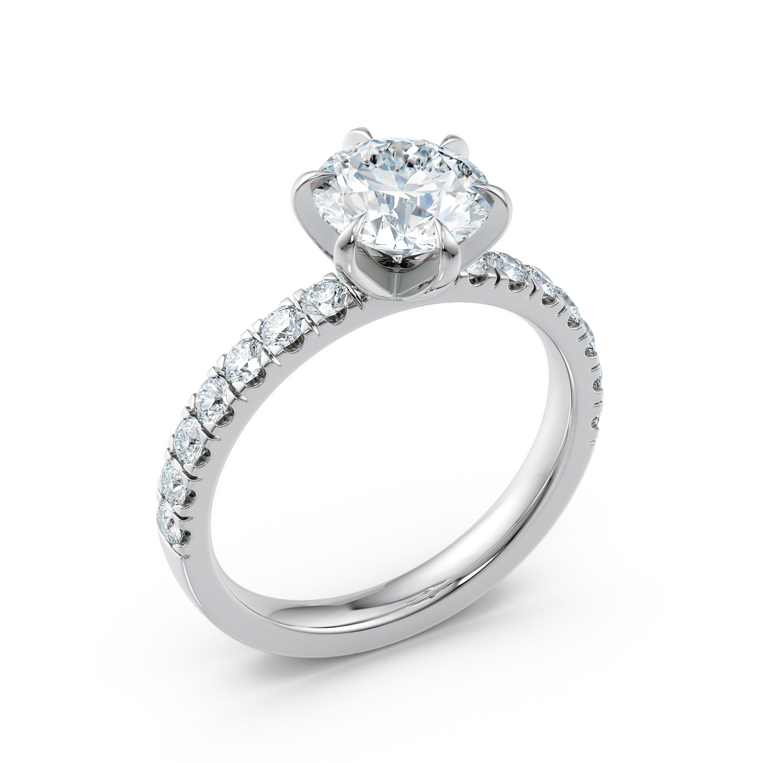 Anello di fidanzamento solitario brillante Diana obliquo oro bianco fairmined etico 18k 750 diamanti lab grown diamanti da laboratorio Fàbera Jewelry