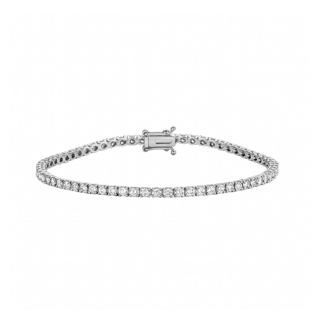 Bracciale Tennis con oro bianco etico 18k Fairmined e diamanti lab grown | Fàbera Jewelry etica e artigianale