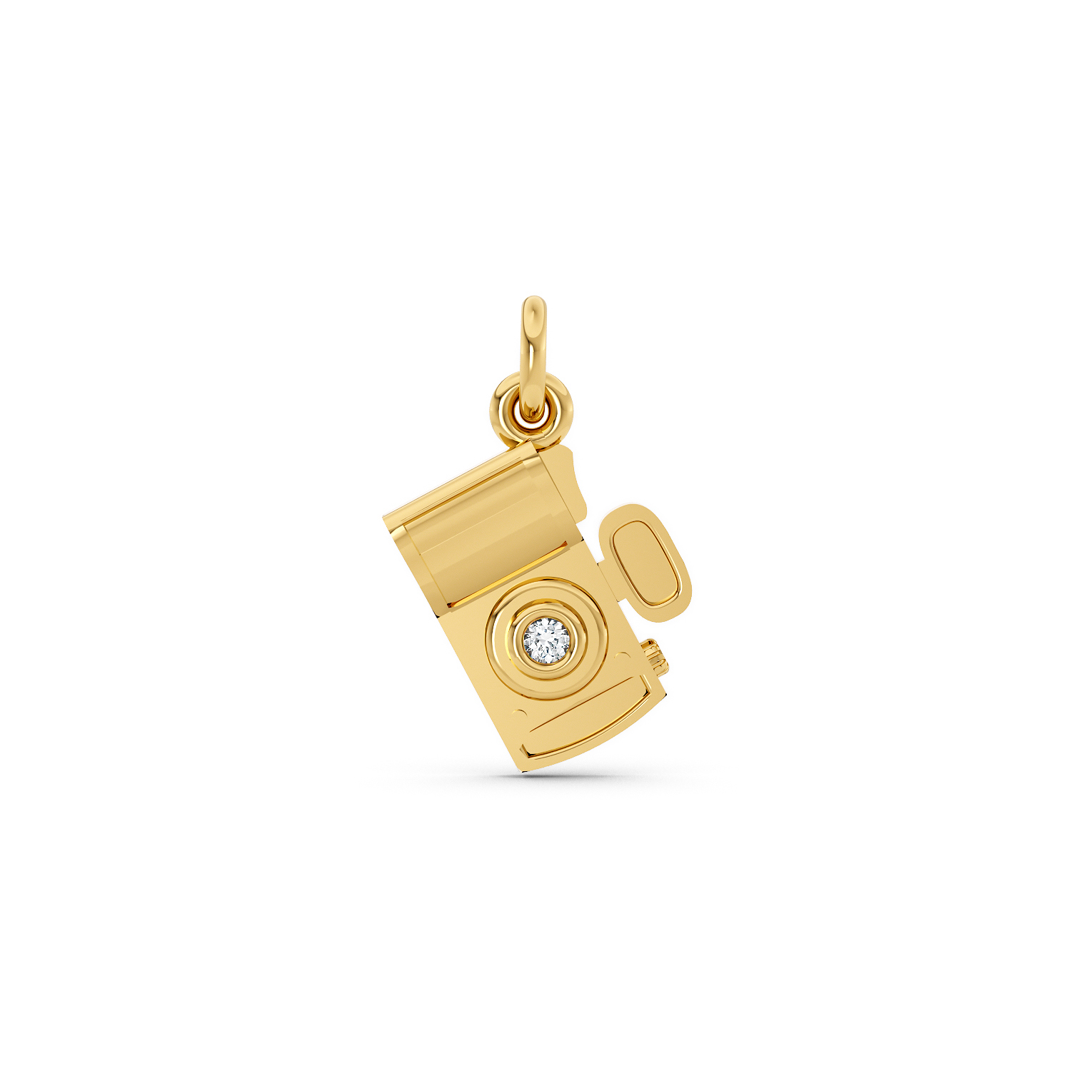 Macchina fotografica oro etico 14k giallo Fairmined - gioielli artigianali - Fàbera Jewelry