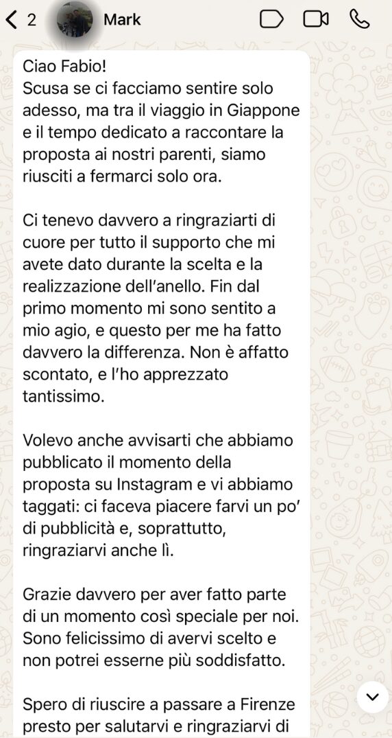 Testimonianze su anelli di fidanzamento su misura Fàbera con diamanti lab grown.
