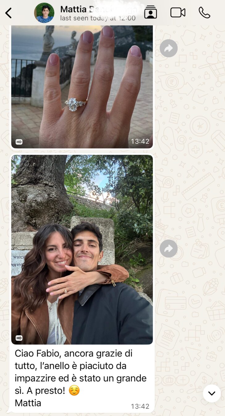 Altro Mattia_proposta anello di fidanzamento Fàbera con diamante lab-grown certificato e oro Fairmined 18k
