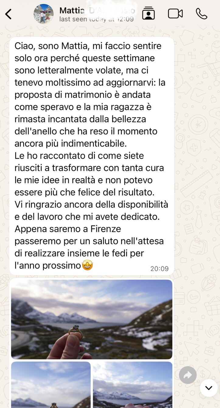 Terzo Mattia_proposta anello di fidanzamento Fàbera con diamante lab-grown certificato e oro Fairmined 18k
