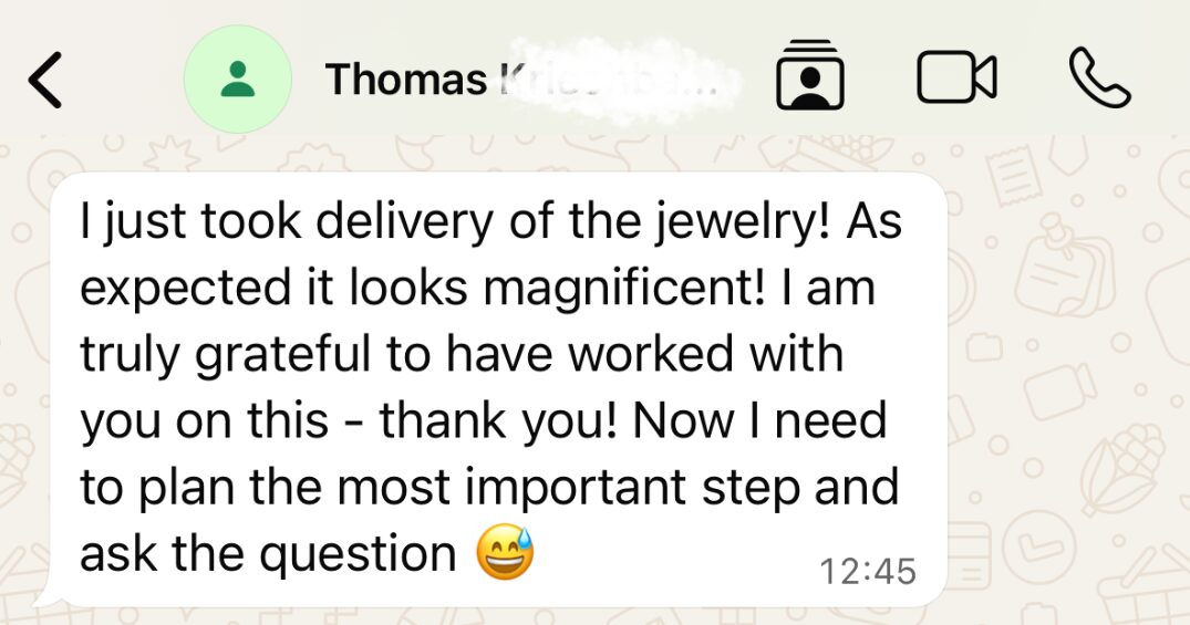 Thomas_proposta anello di fidanzamento Fàbera con diamante lab-grown certificato e oro Fairmined 18k